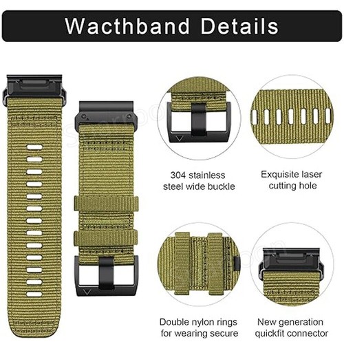 Quickfit Nylon Watch Band Strap For Garmin Fenix 8 E 5 5X 6 6X Pro 7 7X Epix Pro - Afbeelding 25 van 42