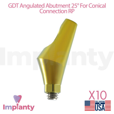 10x GDT Anatomic Angulated Dental Prosthetic 25° Conical Connection RP 2.65mm