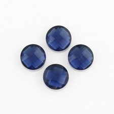 SIMULATED BLUE SAPPHIRE 5 MM ROUND CUT BRIOLETTE 12 PIECE SET F-4112
