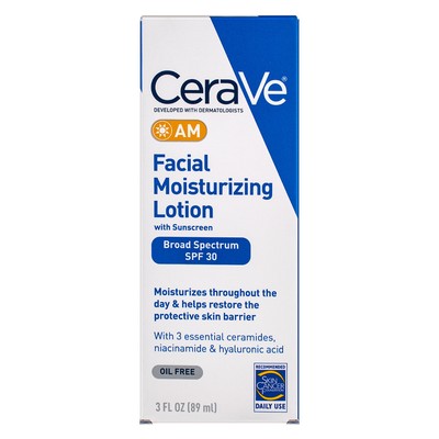 4 Pack CeraVe AM Oil Free Facial Moisturizing Lotion, SPF 30, 3 fl oz