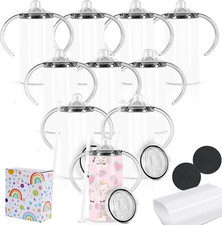 12 Oz Stainless Steel Sippy Cups 10 Pack for Kids - Sublimation Tumblers