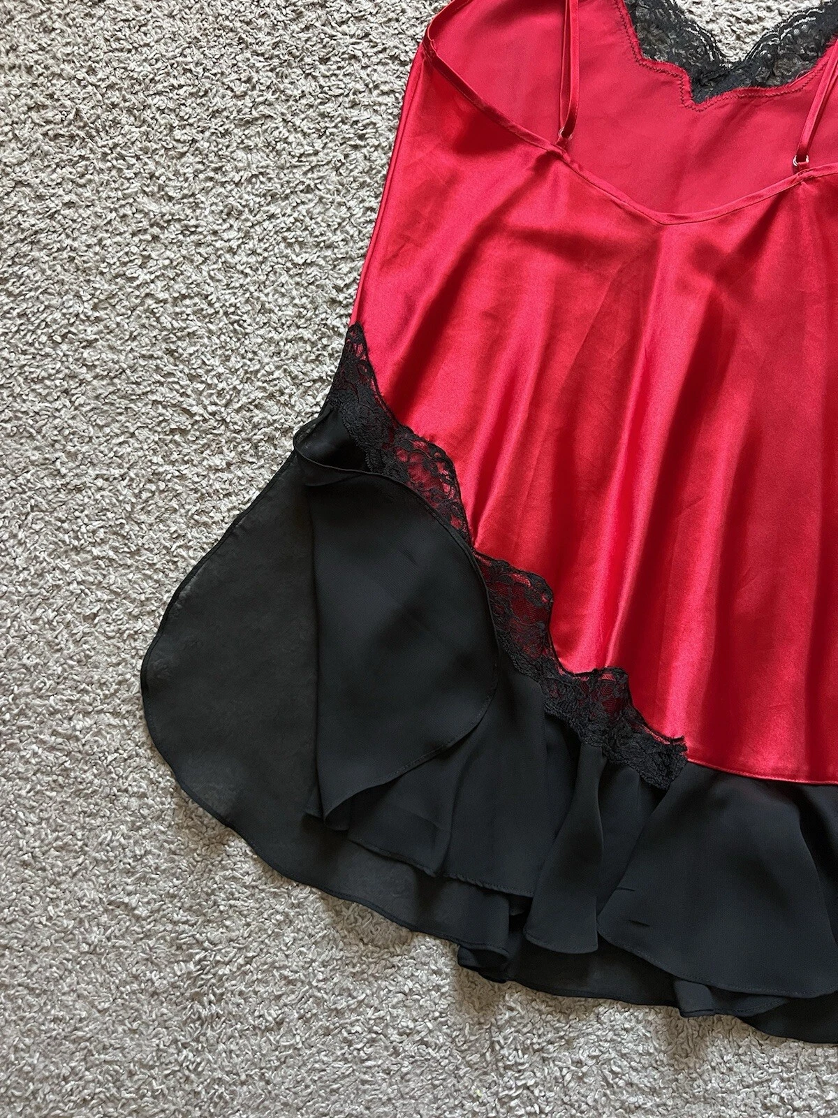 UNDERCOVER Abito slip Y2K vintage anni 90 medio rosso nero pizzo mini raso asimmetrico gotico