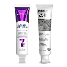 MSDRWIKEY 7-Pro Whitening & CEELIKE 7.5% Hydroxyapatite Toothpaste - 8.46 oz