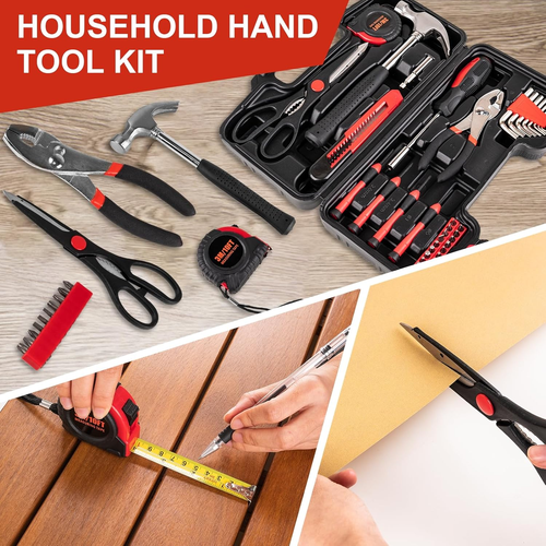 39PCS Set di Strumenti per Casa, Basic Casa Appartamento College Dormitorio Kit di Strumenti di Riparazione, - Foto 3 di 12