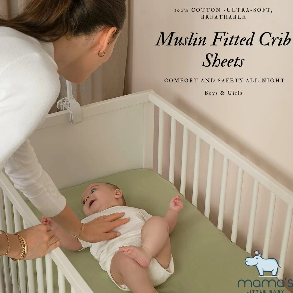 Sábanas ajustables de muselina 100 % algodón, paquete de 15 ultra suaves (verde 28" X 52") Foto 2 de 4