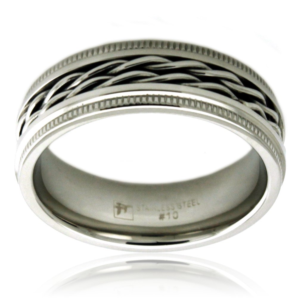 Stainless Steel Ghost Rider Chain Inlay Mens Biker Ring 7MM | FREE ...