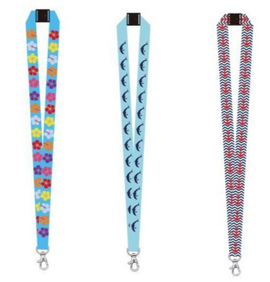 Travel LANYARD ID Holder Flower, Dolphin or Anchor Print  Breakaway Safety Clasp