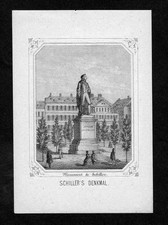1850 - Frankfurt Main Schiller Monument Lithograph