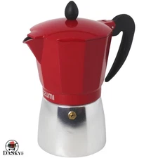 Classic 6-Cup Red Aluminum Espresso Maker - Perfect for Cuban and Italian Coffee