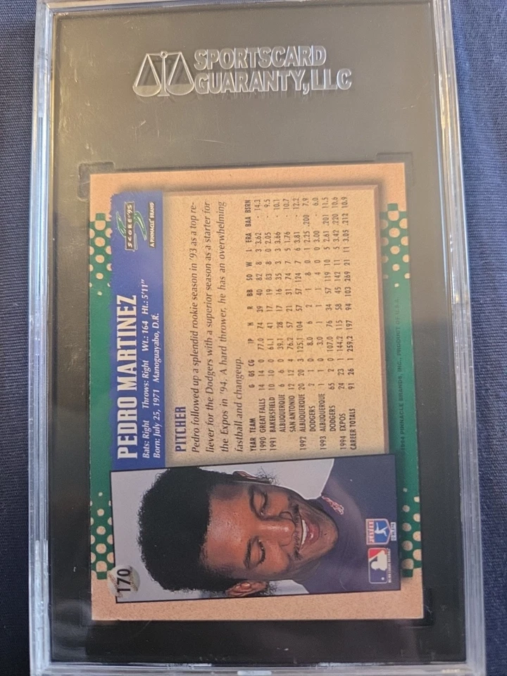 1995 Score - Педро Мартинес #170 Auto SGC подлинный - Изображение 2 из 2