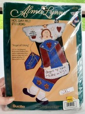 Vintage Bucilla Cross Stitch Christmas Stocking Kit Angel of Glory 1997 Gift