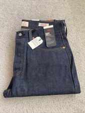 Levi's Premium 501 Selvedge Blue Canvas Jeans Measured Size 34 X 31 Fly See Desc