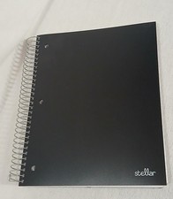 Spiral Notebook Ruled Line Black Plastic Cover 5 Subject Double Pocket Separator