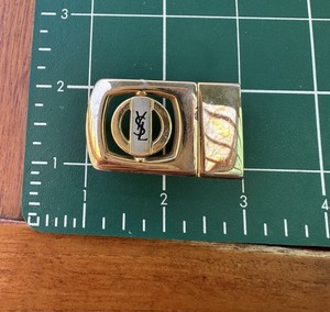 Yves Saint Laurent YSL Logo Buckle for Belt Width 1” Spinning Circle Gold Italy