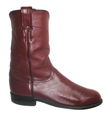 Justin Classic Roper Boots Women Size 7 B Burgundy  Leather Sole  USA Made
