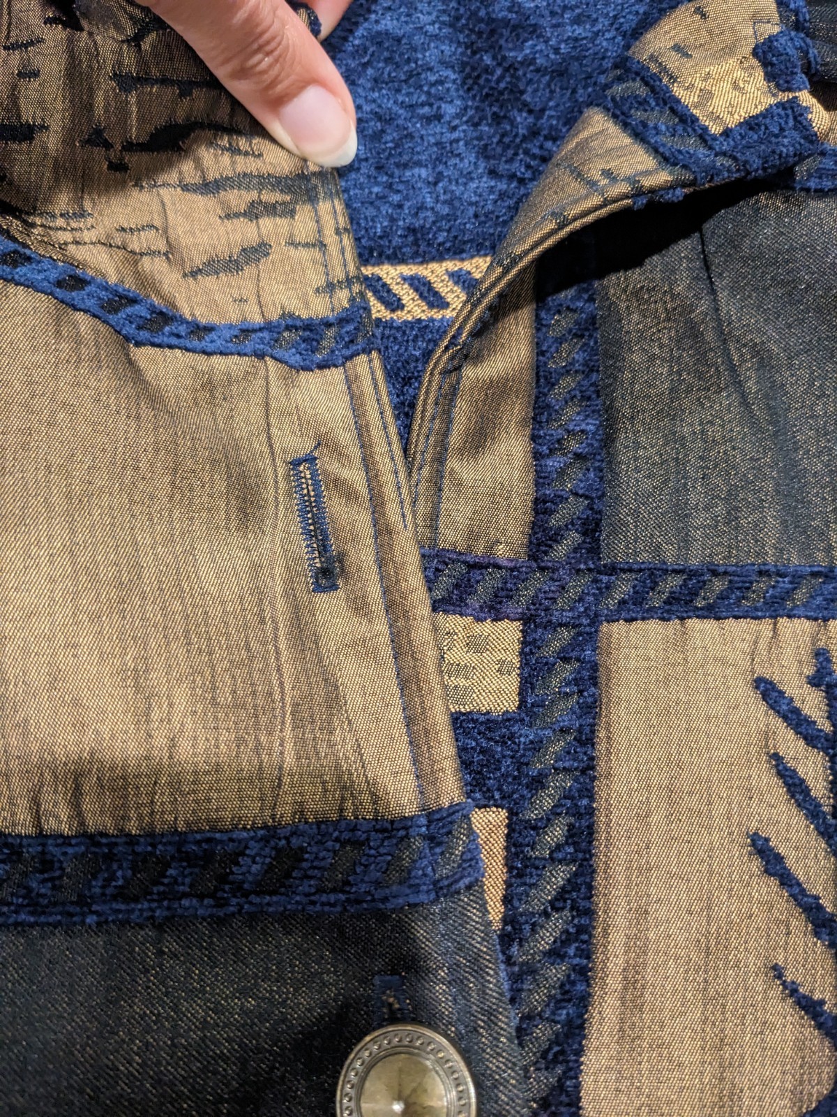 Vintage Patchwork Jacket Womens Large Blazer Meta… - image 10