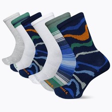Merrell Unisex Kids' Everyday Socks Blue Assorted 6 pairs - MEC33814C6B2001-BL
