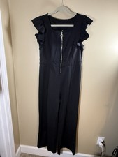 Black Ruffle Sleeve Zipper Front Jumpsuit Size large