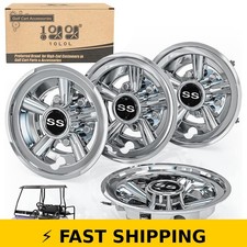 10L0L Golf Cart 8" Chrome Wheel Covers Hub Caps - Set of 4