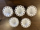 Vintage Anchor Hocking Milk Glass Lace Edge Compote 5” Dish MCM Set Of 5