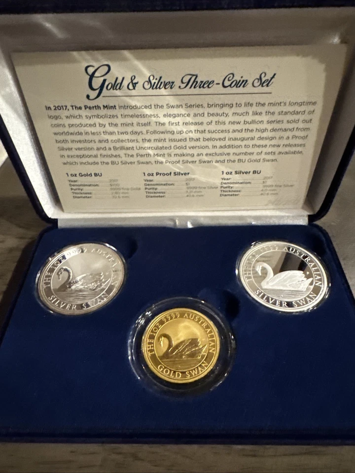 2017 Australian 1 Oz. Gold, Silver Proof & BU Swan Set- 1st Edition Swans✨🚀🦢🔥 - Image 2 of 2
