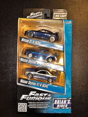 Fast & Furious  Nissan GT R 35 Skyline R34 Brian s Rides Die Cast Car 3 Pack New