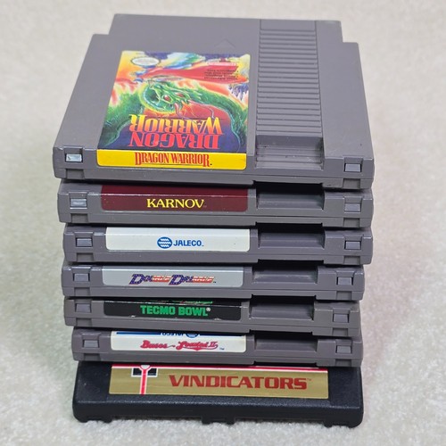 Lot Of 7 Nes Games: Dragon Warrior Tecmo Bowl Karnov Vindicators - Picture 4 of 10