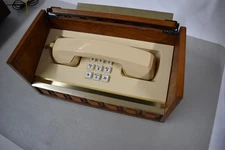 Vintage MCM 1970s Western Electric Stowaway Phone In Wood Case WORKING