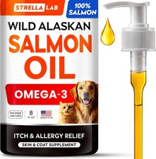 Wild Alaskan Salmon Oil for Dogs - Natural Omega 3 for Dogs  Cats, Itch  Aller