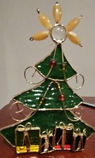 Stained Glass Christmas Tree Candle Holder with Presents