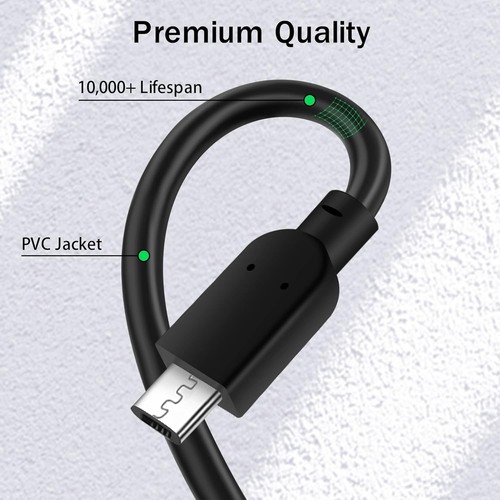 Câble Micro USB-C vers USB - Cordon Flexible 2FT, Prend en charge la Charge Rapide et 2 Pieds - Photo 6/6