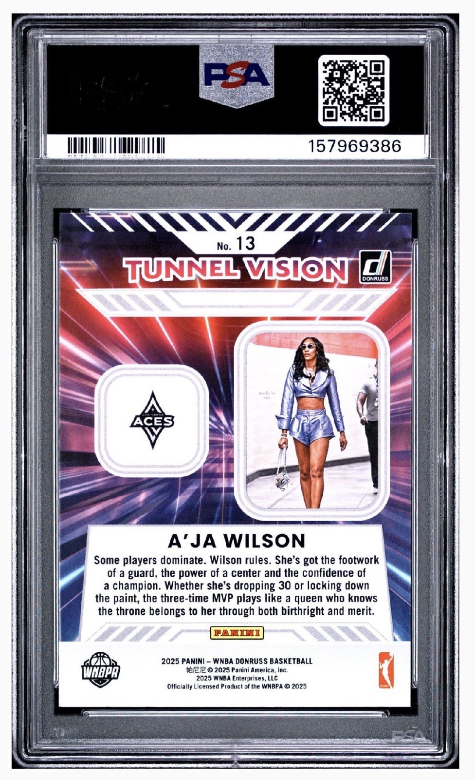 2025 Donruss Tunnel Vision Aja Wilson DIAMOND💎WNBA MVP🏆PSA 9🎉Hot ACES STAR📈 view 2