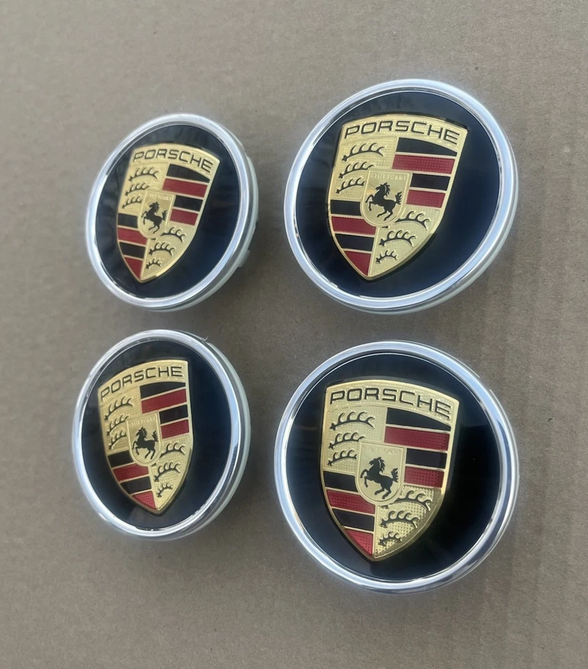 Juego de 4 tapacubos Porsche Classic 76 mm (2,99") se adapta a la mayoría de las ruedas Porsche OEM Foto 3 de 4