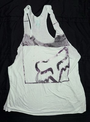Fox Graphic Print Logo Racerback Scoop Neck Tank Top Women M