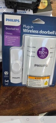 Philips Wireless Plug-In Door Bell Kit with 8 Melodies and 1 Push Button