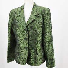 NWT Kay Unger NY Green Leaf Wool Blend Blazer 14 Botanical Jacquard Luxe Career