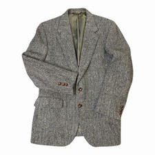 Vtg Harris Tweed Size Small Brown Herringbone Wool Mens Blazer Jacket Sport Coat
