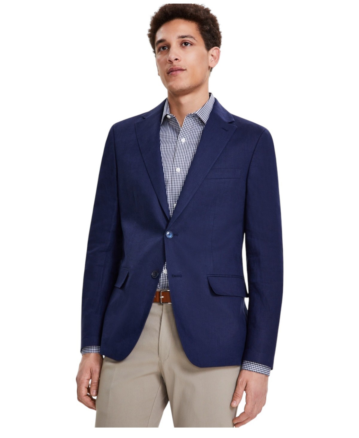 Tommy Hilfiger Mens Modern-Fit 100 Linen Sport CoatNavy 44S 16590₽