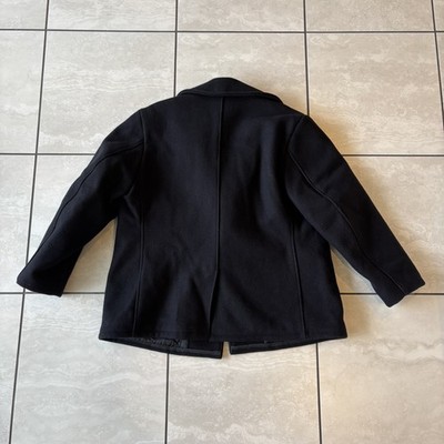 Schott 740N Pea Jacket Coat Men's 46 Black Melton Wool Double