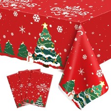 STPIYFZU 3 Pcs Christmas Tablecloth, Plastic 3pcs, Merry Christmas-3pcs