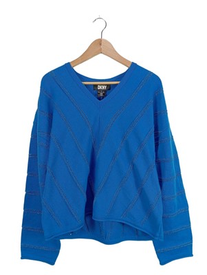 DKNY Feinstrickpullover Damen Pullover Gr. DE 40 blau Casual-Look