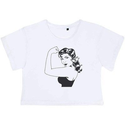 ''Woman Flexing Muscle'' Damen Baumwolle Crop Tops (CO058679)
