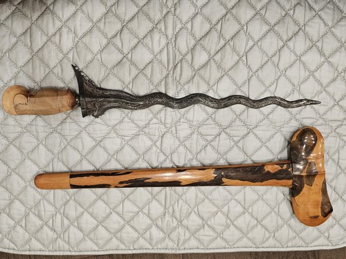Javanese Kris Wavy Blade Pattern With Semi Percious Stones