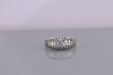 Sterling Silver 7mm Domed Openwork Band Ring 925 Sz: 7