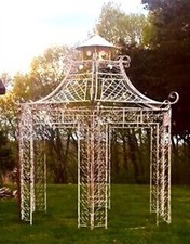 Large Garden Gazebo Dome Roof, Iron Metal Pergola Outdoor Patio Gazebo Arbor A14