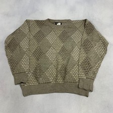 Vintage Knitted Jumper Abstract Patterned Grandad Knit Sweater Men's M