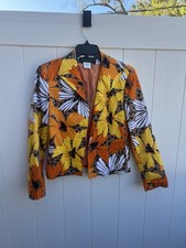 HARVE BENARD Women's Colorful Floral Blazer Size 8 Cotton Blend