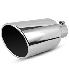 3 Inch Inlet Exhaust Tip, 3" Inlet 6" Outlet 15" 3"x6"x15" Silver Polished
