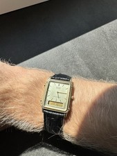 Seiko Ana-Digi H448-5120 Alarm Chronograph Gold 80s Herrenuhr Tank