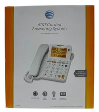 AT&T Corded Phone w/ Digital Answering System Backlit Display White CL4940